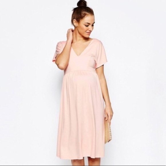 ASOS | Pink Maternity Short Sleeve Dress Size 6 - Picture 1 of 7